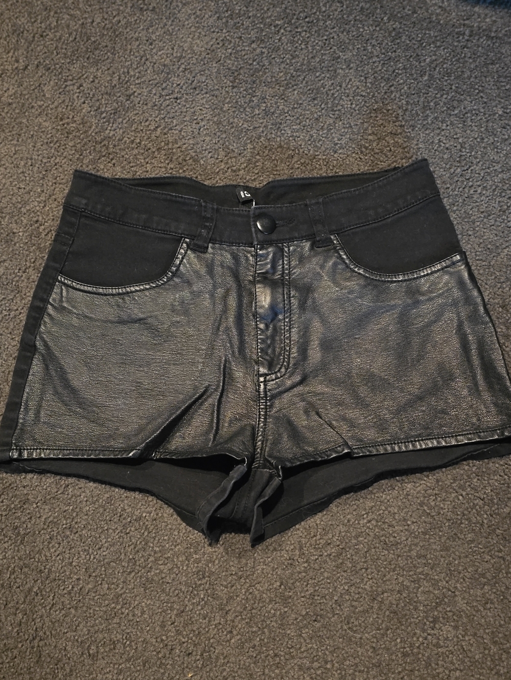 Women's Black Faux Leather High-Rise Shorts